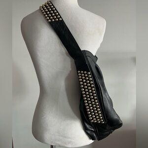 Bryna Nicole Black leather stud hobo shoulder bag